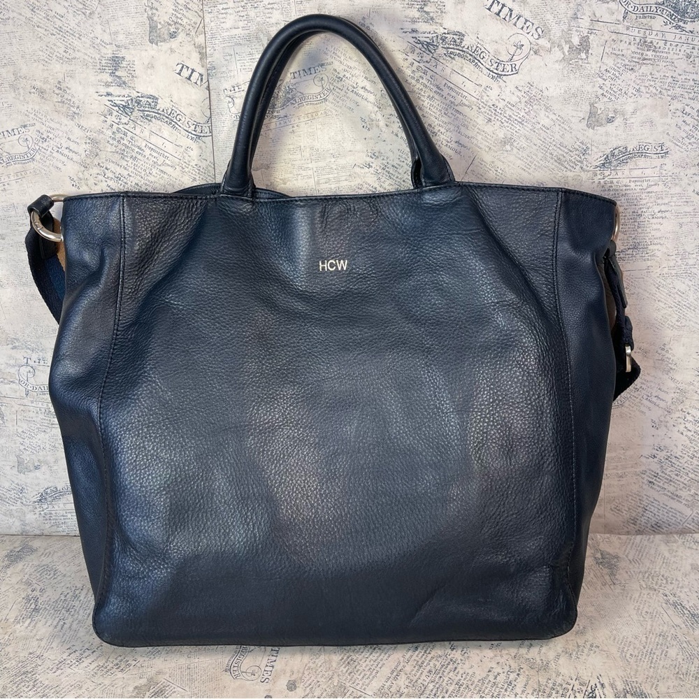 Mark & Graham Black Leather Tote Bag Work Laptop Everyday Carryall